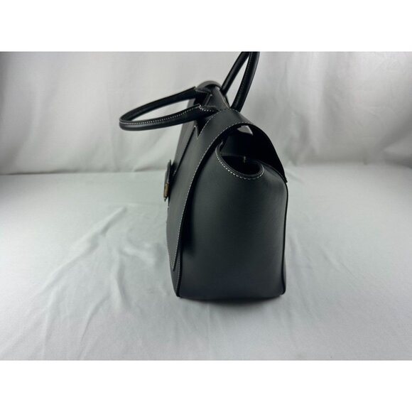 BANANA REPUBLIC Black Women Pebbled Leather Silva Top-Handle Bag Tote MSRP $490 - Picture 5 of 12